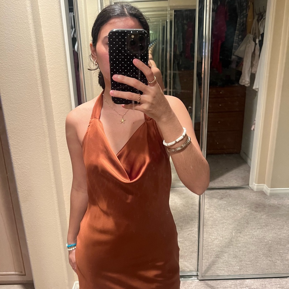 Elegant Halter Neck Satin Dress